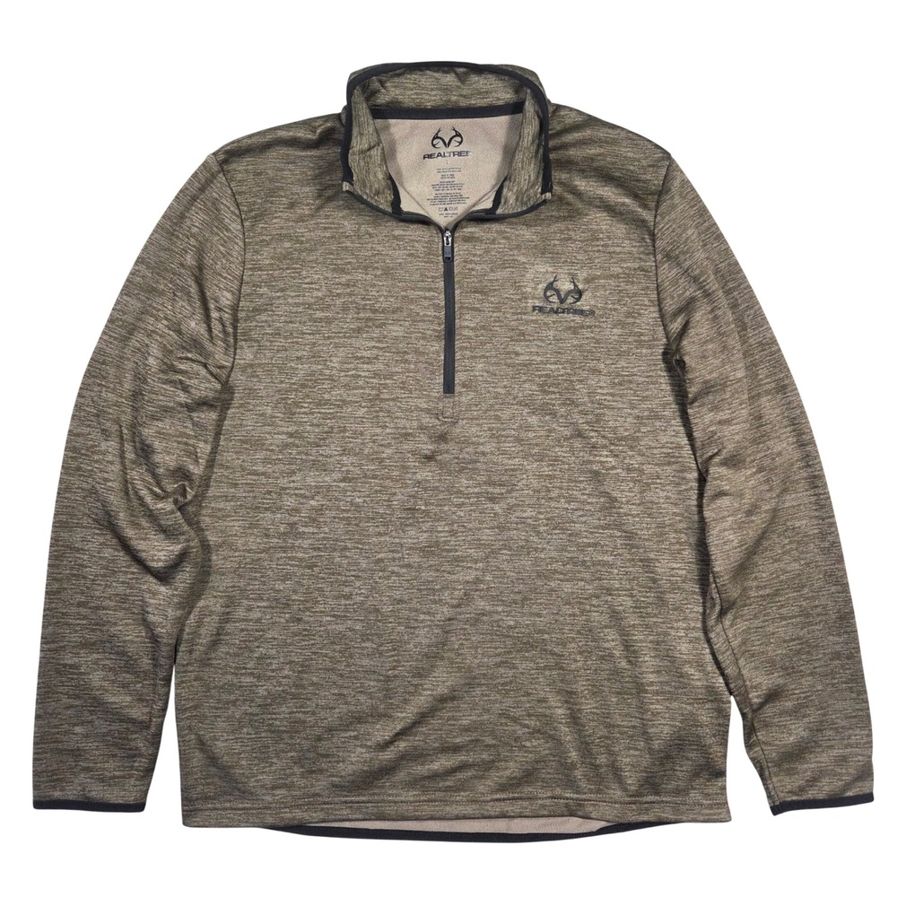 Realtree Mens Brown Quarter Zip Long Sleeve Fleece Pullover L Outdoors Hunting
